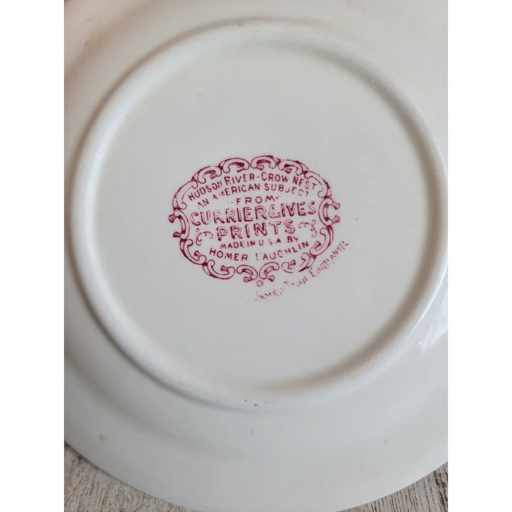 Red‎ Currier Ives Homer red sea ship sail plate dessert crow nest unique